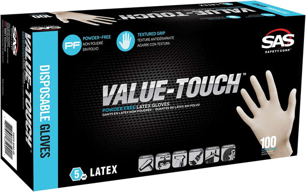 SAS Safety Corp - Value-Touch Powder-Free Disposable Latex 5 Mil Gloves